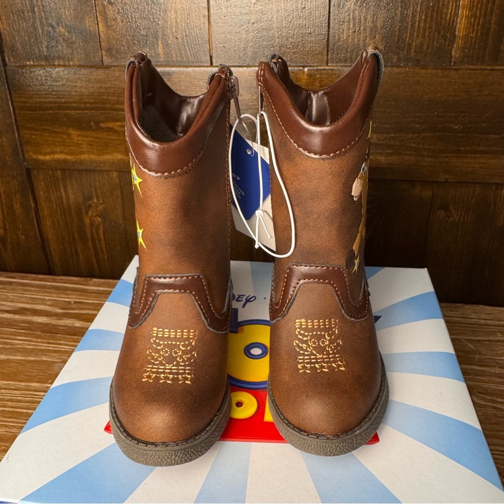 Disney Toy Story 4 Woody Toddler Size 5M Brown Zip Cowboy Western Boots - Picture 3 of 6